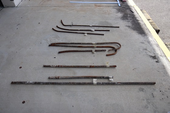 Samples of rebar recovered from the collapsed pedestrian bridge at Florida International University near Miami, Florida, USA, recently underwent materials testing as part of the ongoing investigation. Photo by Adrienne Lamm, NTSB.