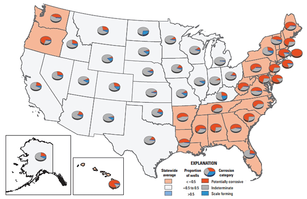 FIGURE 2: Pie charts and classifications based on the LSI are shown here for the 50 states and the District of Columbia. Image courtesy of USGS.