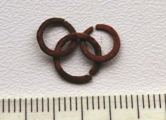 Links having the appearance of copper. Photo courtesy of Mark Dowsett with permission from the <i>Mary Rose</i> Trust.