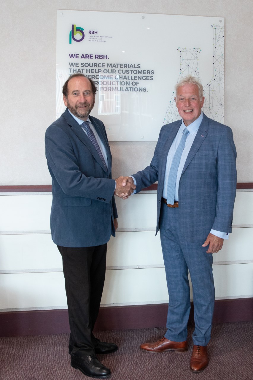 Martin Cicognani (left) and Peter Stanton (right) of Richard Baker Harrison Ltd (RBH) confirm the acquisition of Dunwood Specialties Ltd. Photo courtesy of RBH.