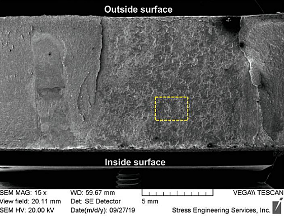 FIGURE 4 SEM image showing the cleaned defect area.